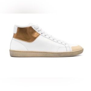 Saint Laurent Court Classic SL/39 Mid-Top Sneaker white & metallic gold US 9